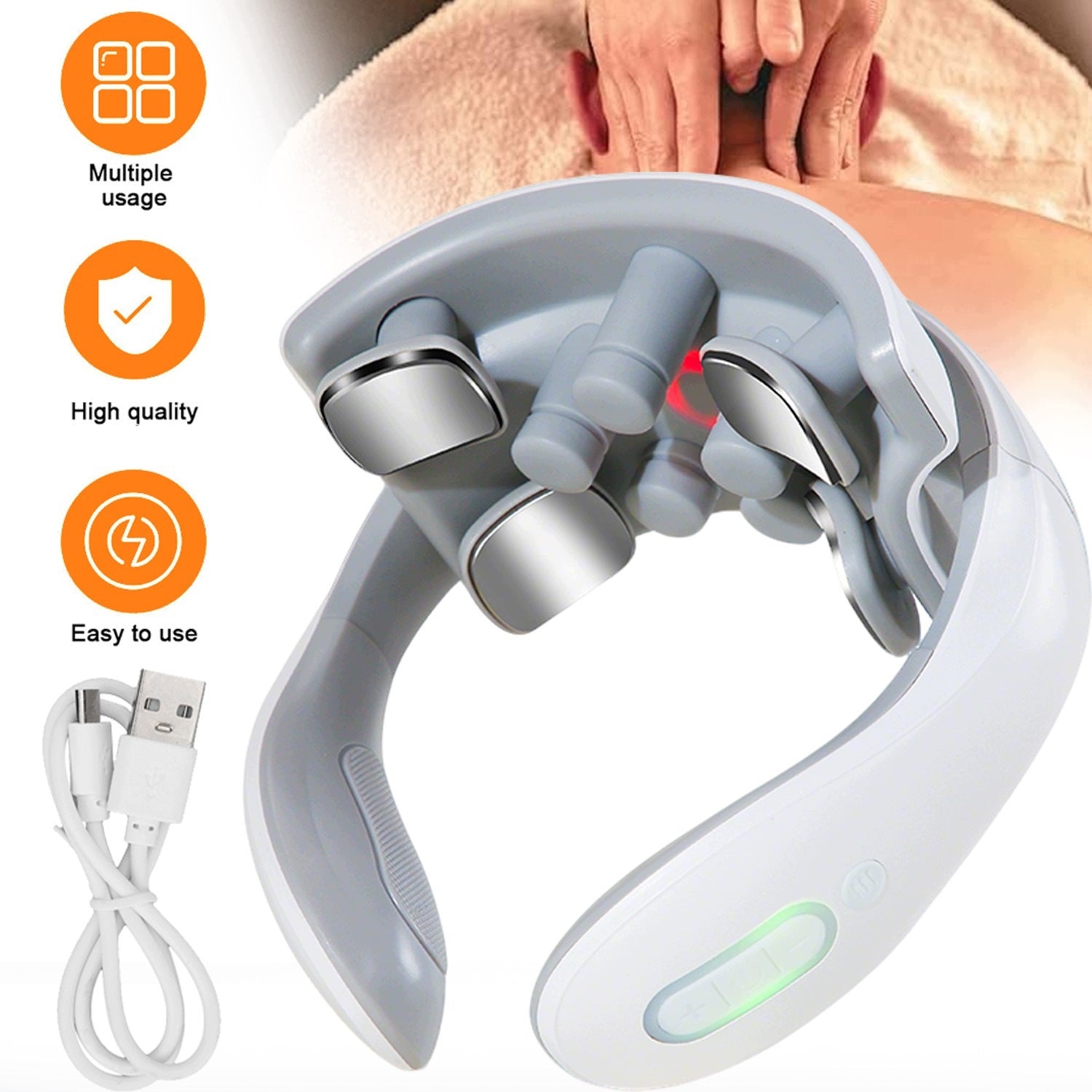 NECK MASSAGER NECK STIFFNESS PAIN CURRENTS EMS 9 HEADS HEATING 4 PROGRAMS
