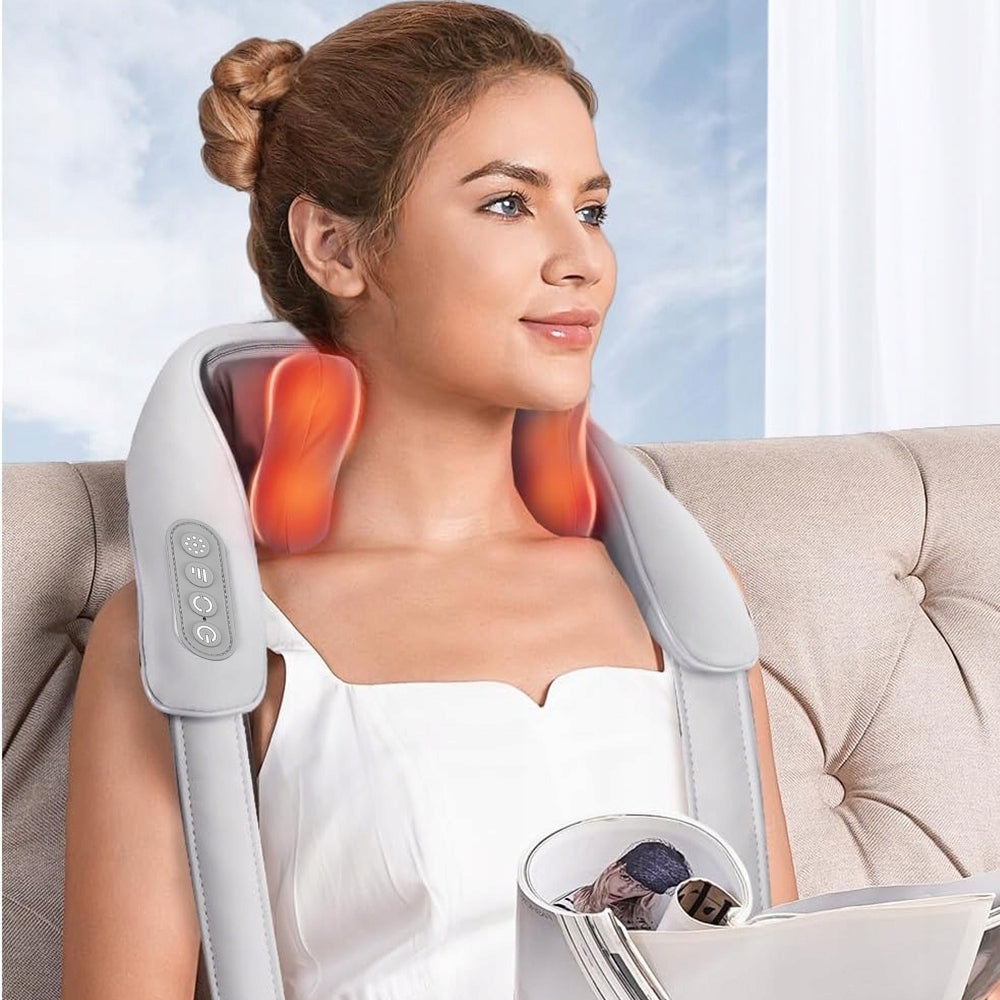 NECK MASSAGER WITH HEATING FUNCTION ROTATING BALLS 360° FOR TRAVEL HOME OFFICE Manufacturer code 6HG5525GY