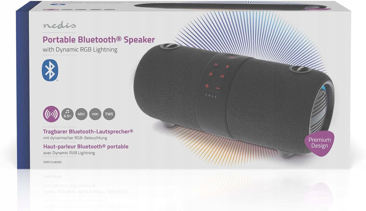 NEDIS Portable Bluetooth Speaker 5.0 40W IPX6 LED RGB 6.5H Model other