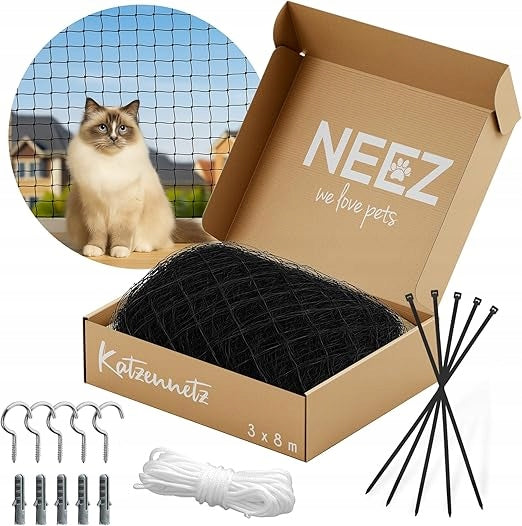 NEEZ Cat Net for Balcony Window Attachment Kit LARGE STRONG 8X3M