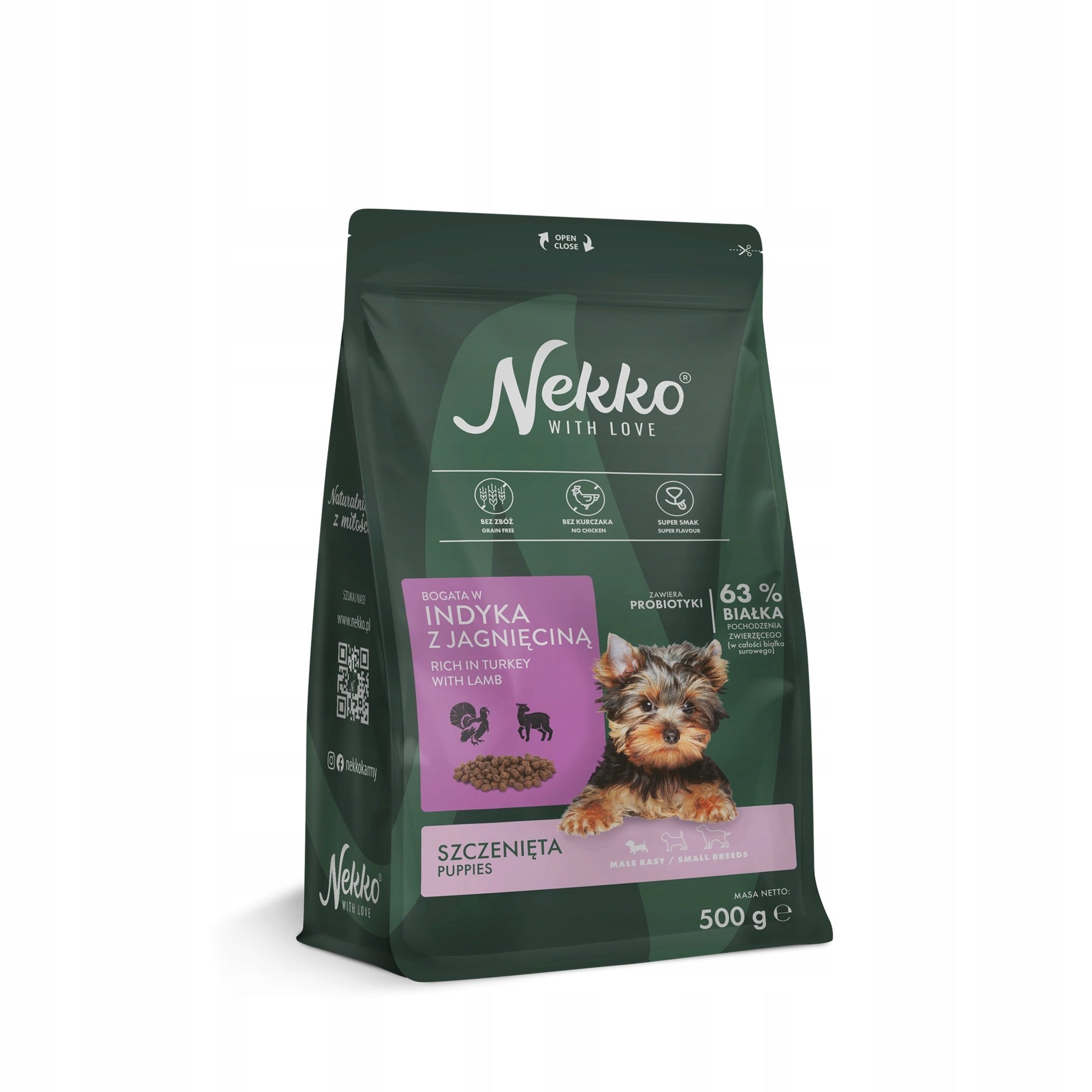NEKKO turkey-rich dry food with lamb for puppies 500g Small Breeds Packaging status original