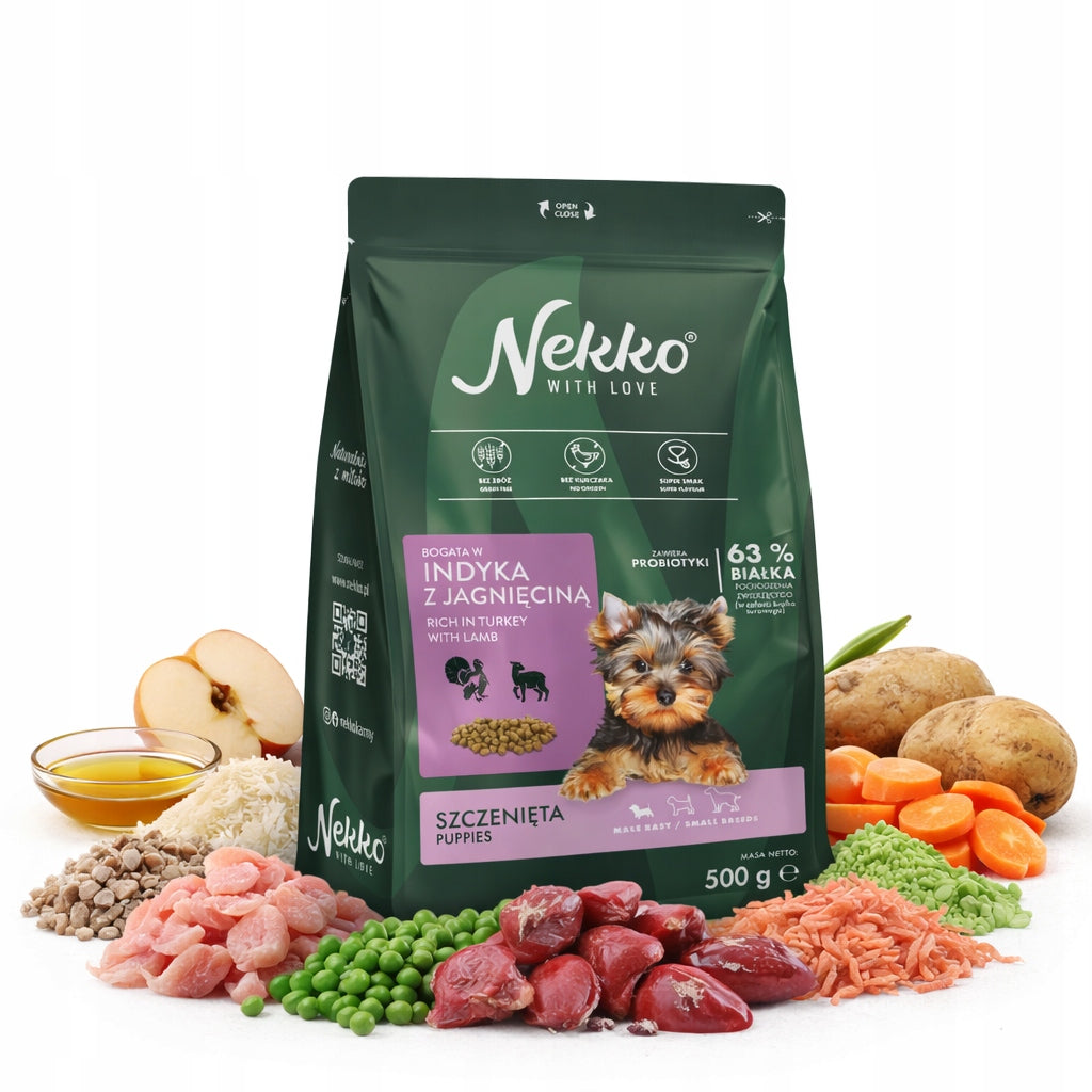 NEKKO turkey-rich dry food with lamb for puppies 500g Small Breeds