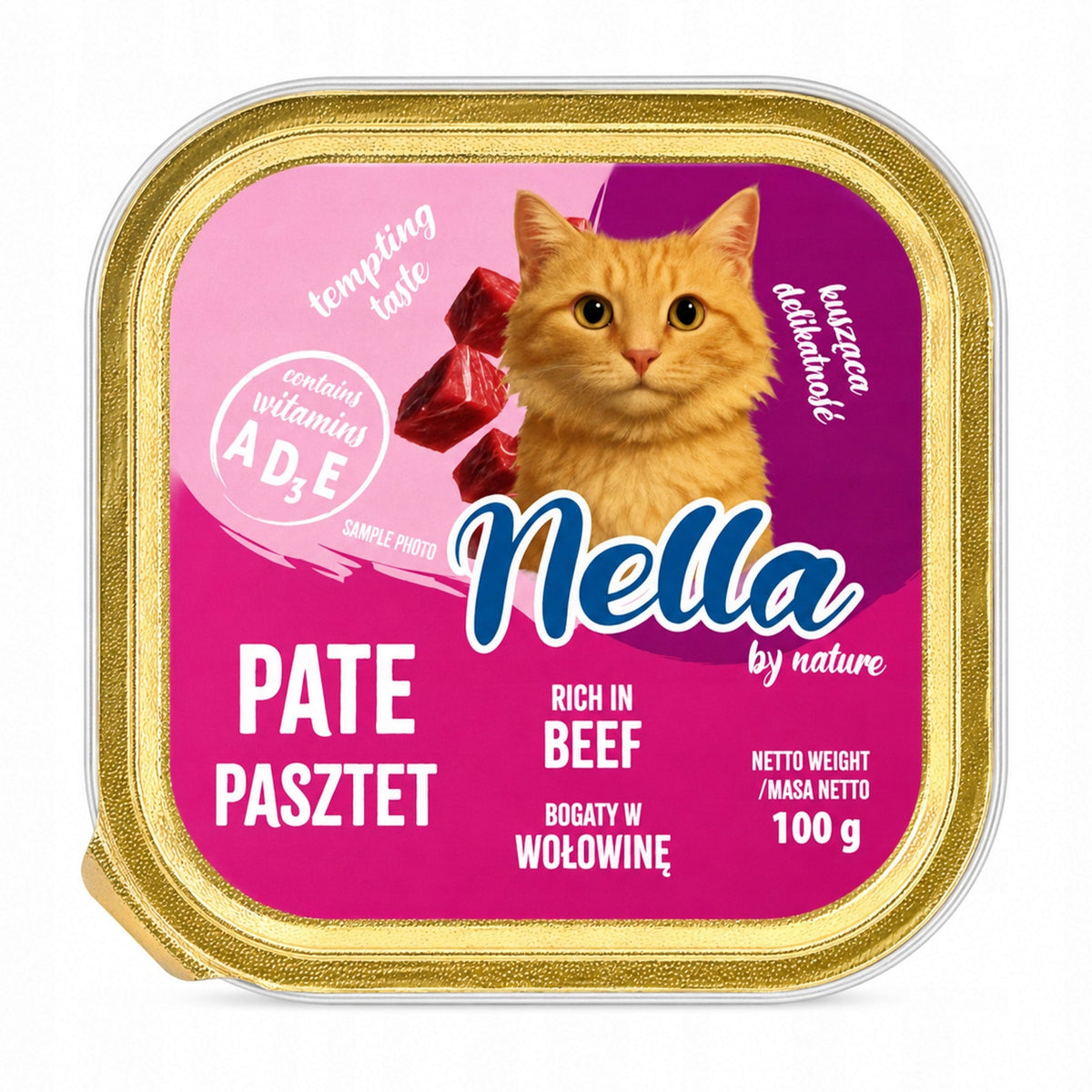 NELLA Wet Cat Food Beef Tray 100g Pâté