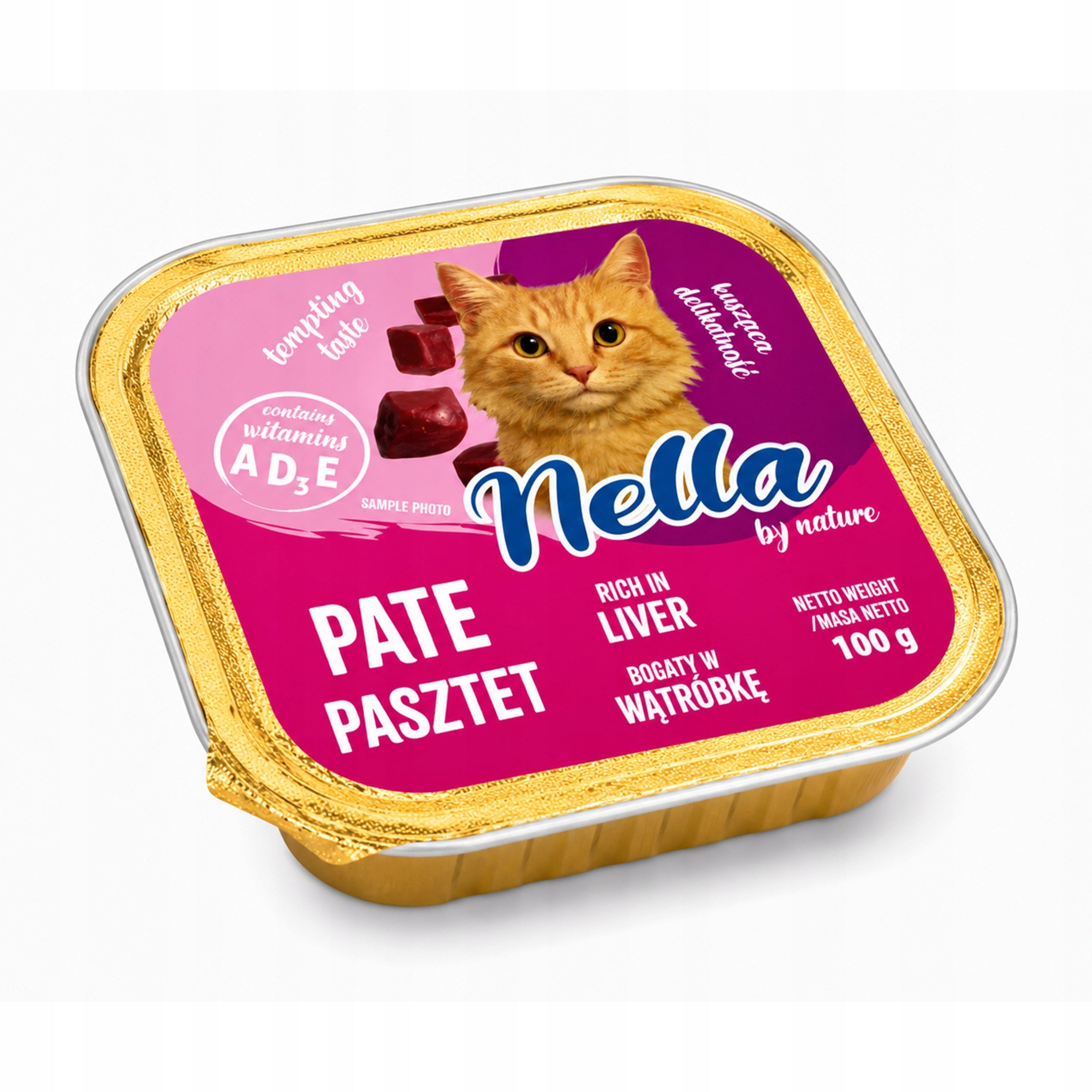 NELLA Wet Cat Food Liver Tray 100g Pâté Brand Nella