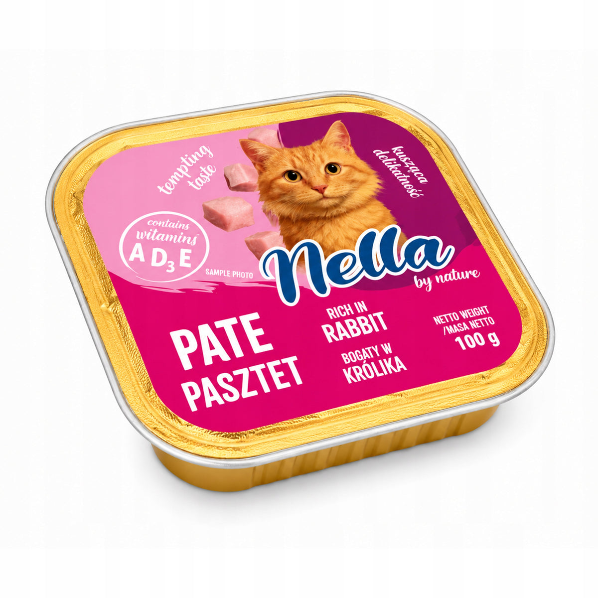 NELLA wet cat food Rabbit tray 100g complete pate set Brand Nella