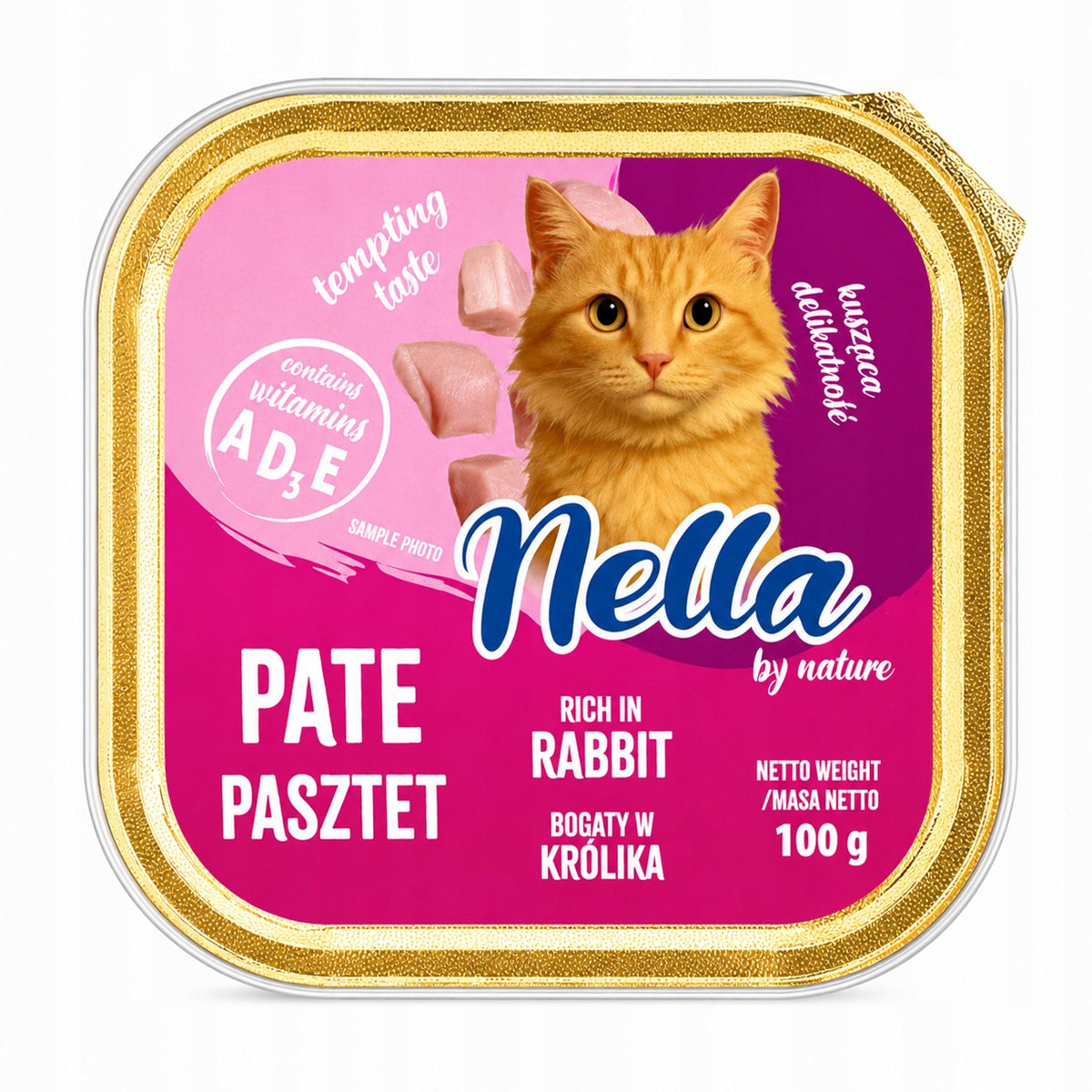 NELLA wet cat food Rabbit tray 100g complete pate set