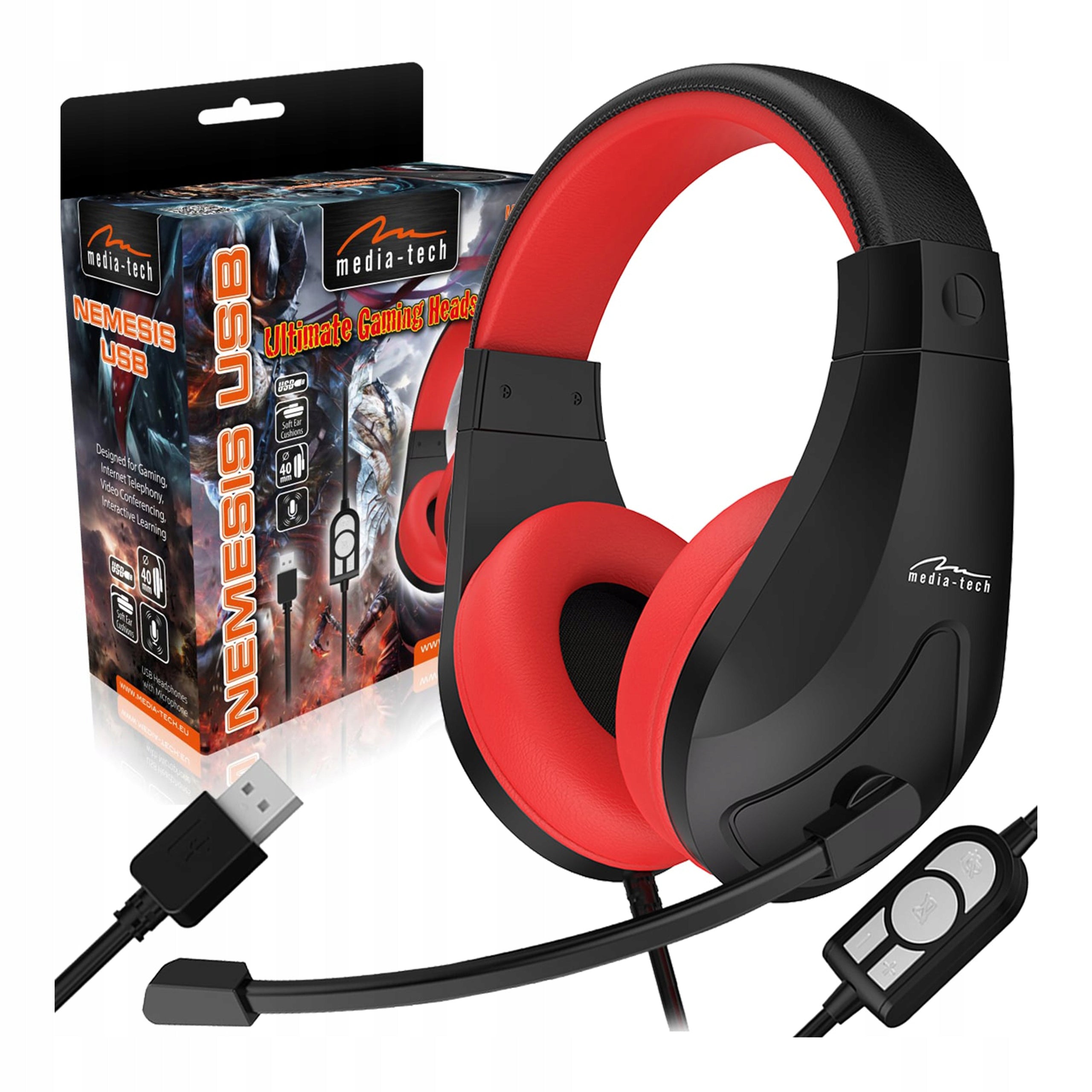 NEMESIS USB Media-Tech GAMING HEADPHONES with Microphone and Adjustable