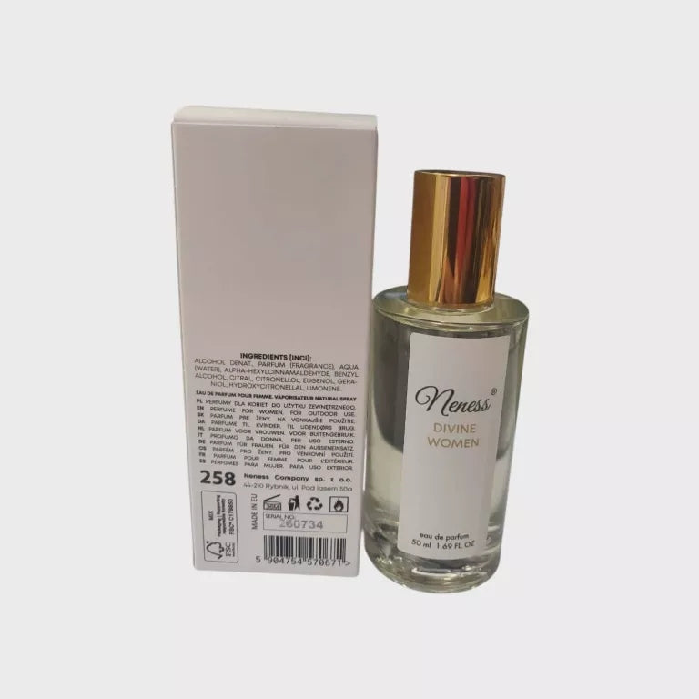 NENESS DIVINE WOMAN 50 ML – NO. 258 PERMANENT FRAGRANCE Packaging volume 50 ml