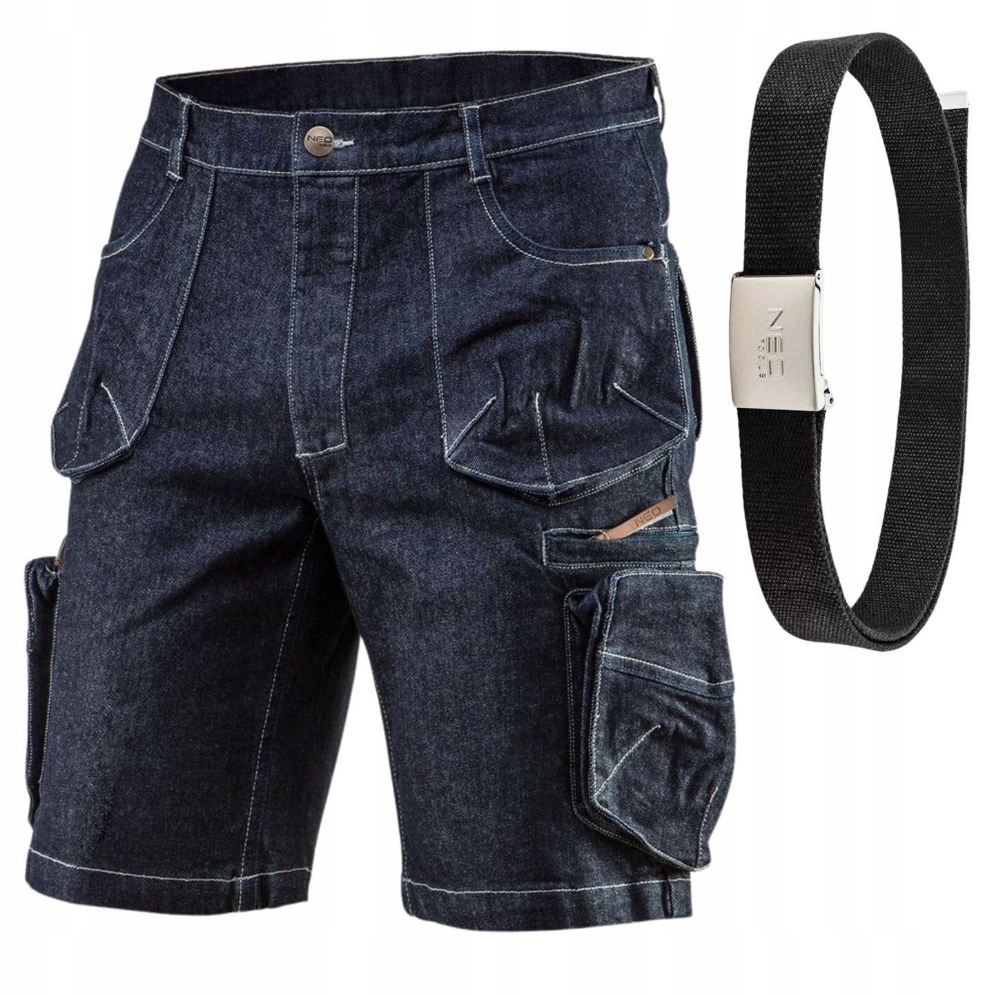 NEO Men's Work Shorts with Belt DENIM Jeans Stretch STRONG