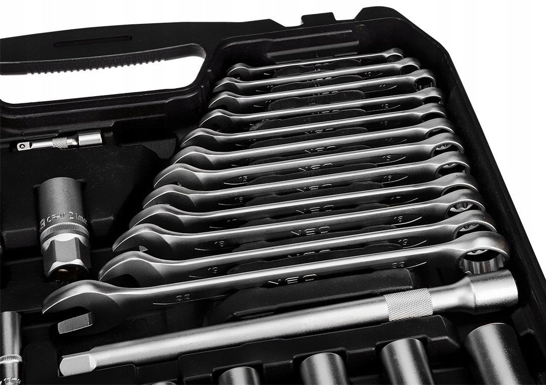 NEO SET OF SOCKET WRENCHES 216 ELEMENTS 3 RATCHETS 10-220 Brand NEO TOOLS