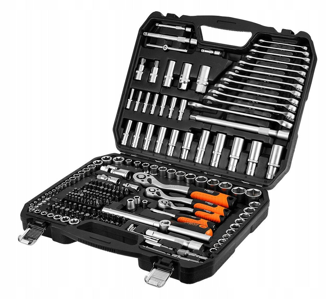 NEO SET OF SOCKET WRENCHES 216 ELEMENTS 3 RATCHETS 10-220 Packaging status original