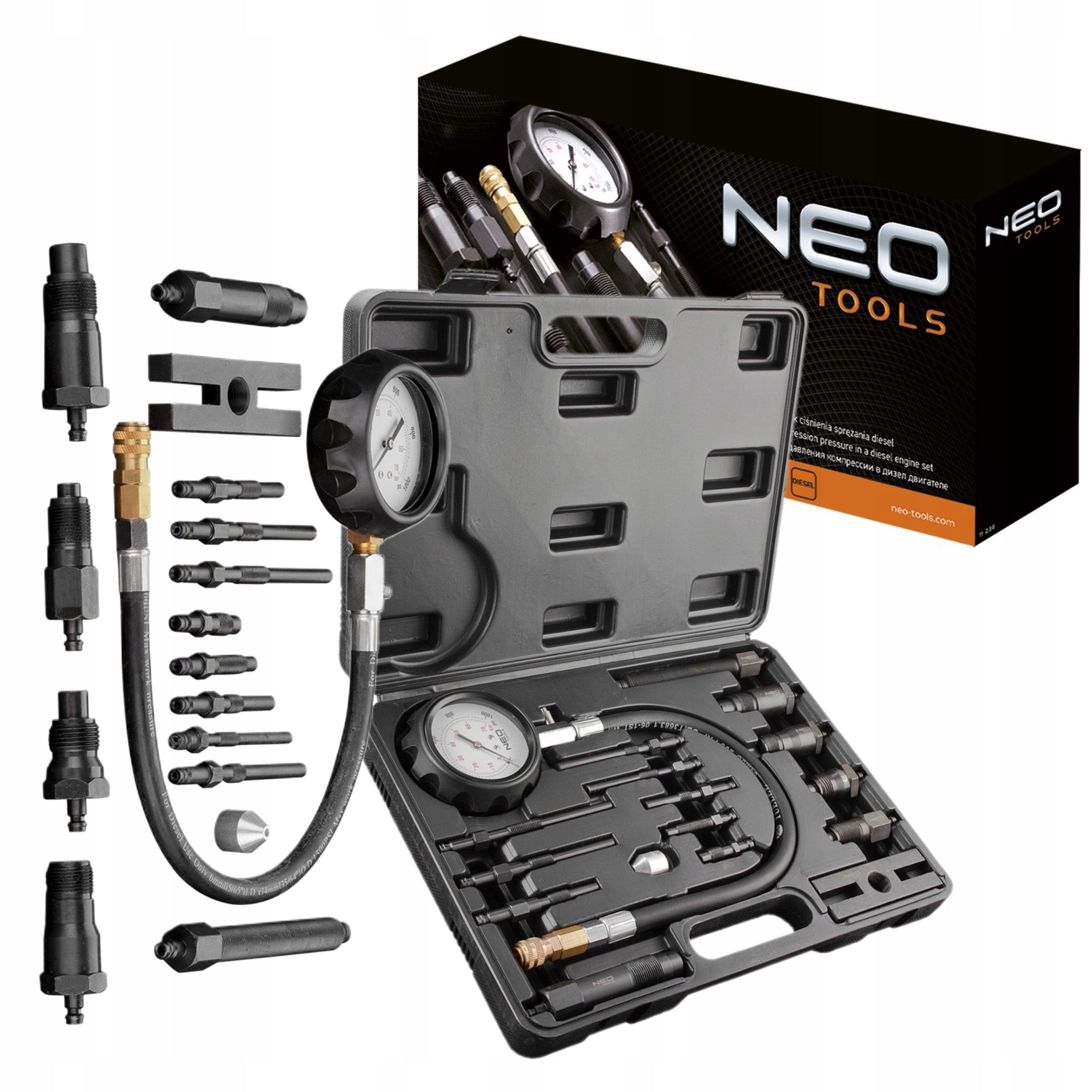 NEO SET PRESSURE TESTER DIESEL COMPRESSION METER 16 ELEMENTS