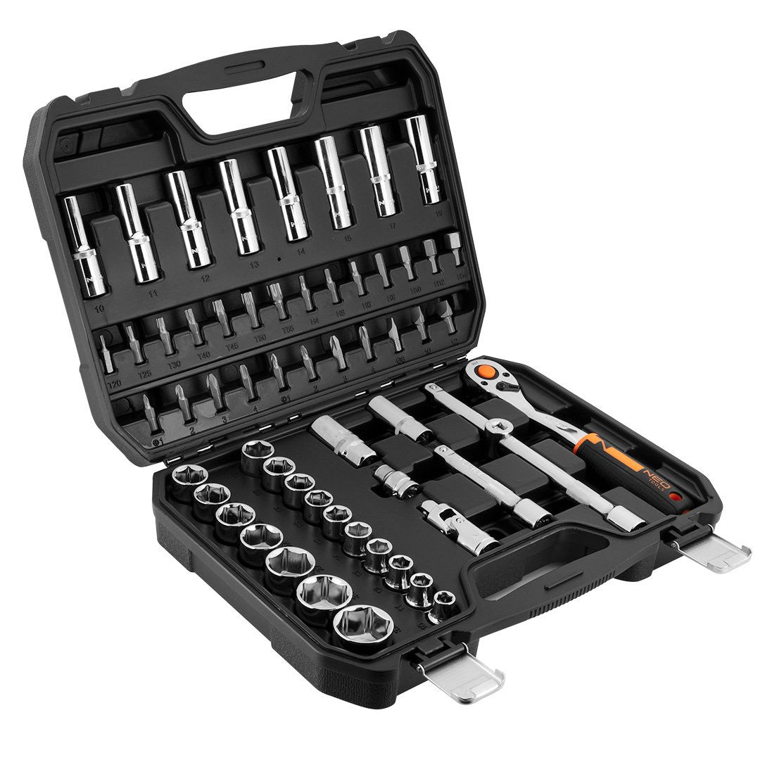 NEO SET SOCKET WRENCHES 1/2" 58el CRV BITS TORX CAPS 10-042
