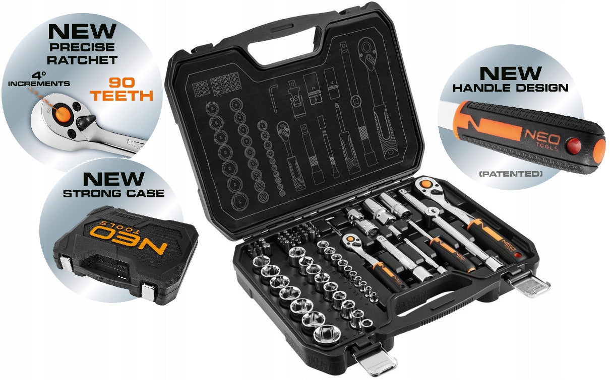 NEO Socket wrenches 1/2' 1/4' set 73 pcs 10-054