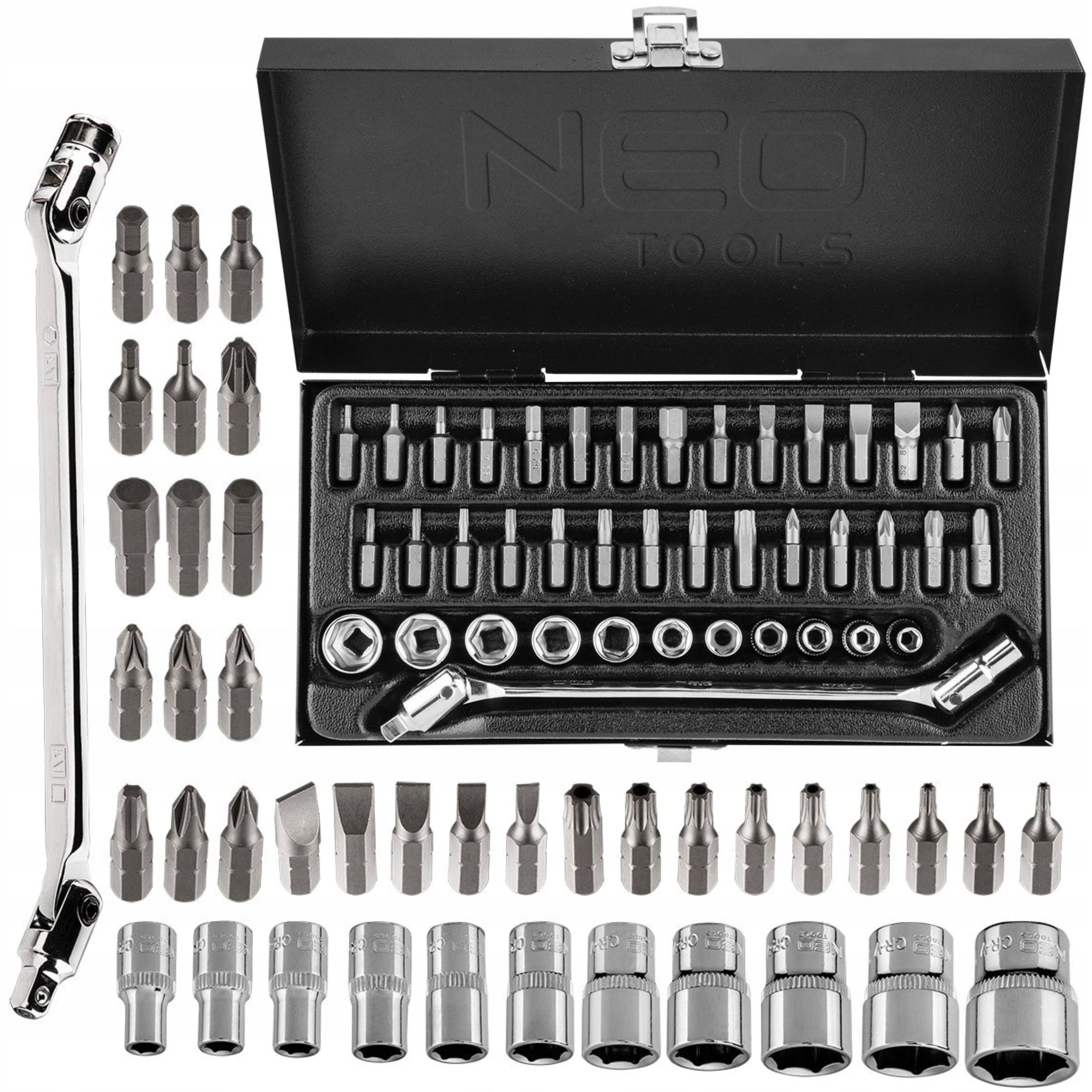 NEO TOOLS SOCKET WRENCH SET 1/4", SET OF 41 CRV SUITCASE 08-603
