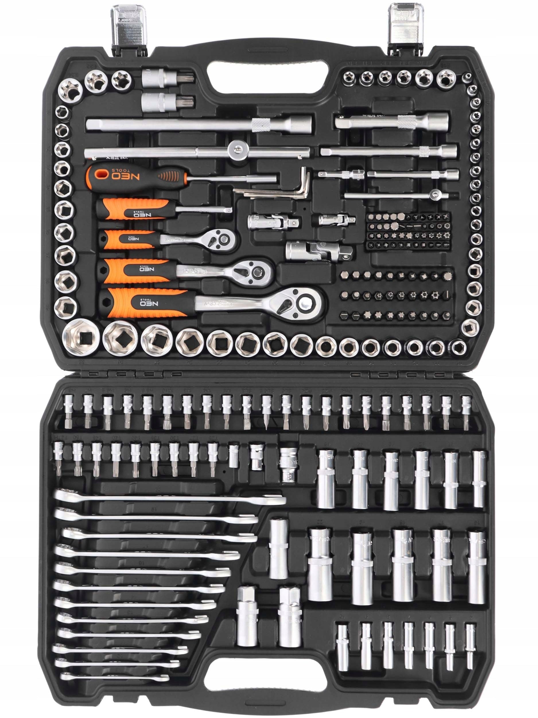 NEO TOOLS Socket Wrenches 216 elements 1/2" 3/8" 1/4" Suitcase Stainless Steel Brand NEO TOOLS