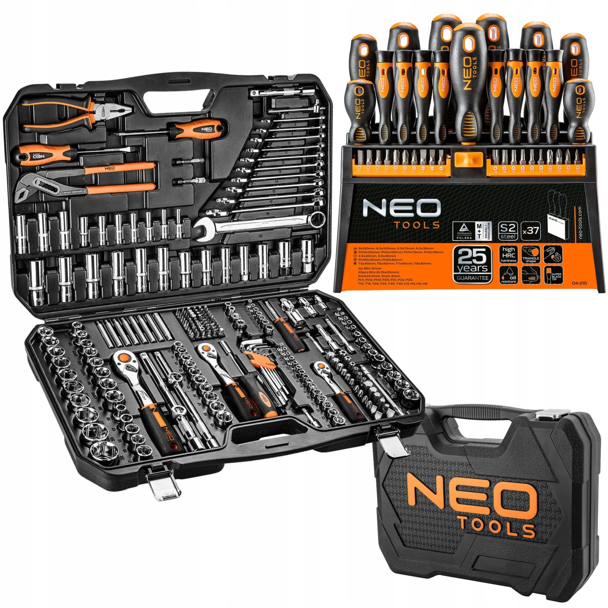 NEO TOOLS Socket wrenches 233 El. Suitcase 1/2 1/4 3/8 + screwdriver set