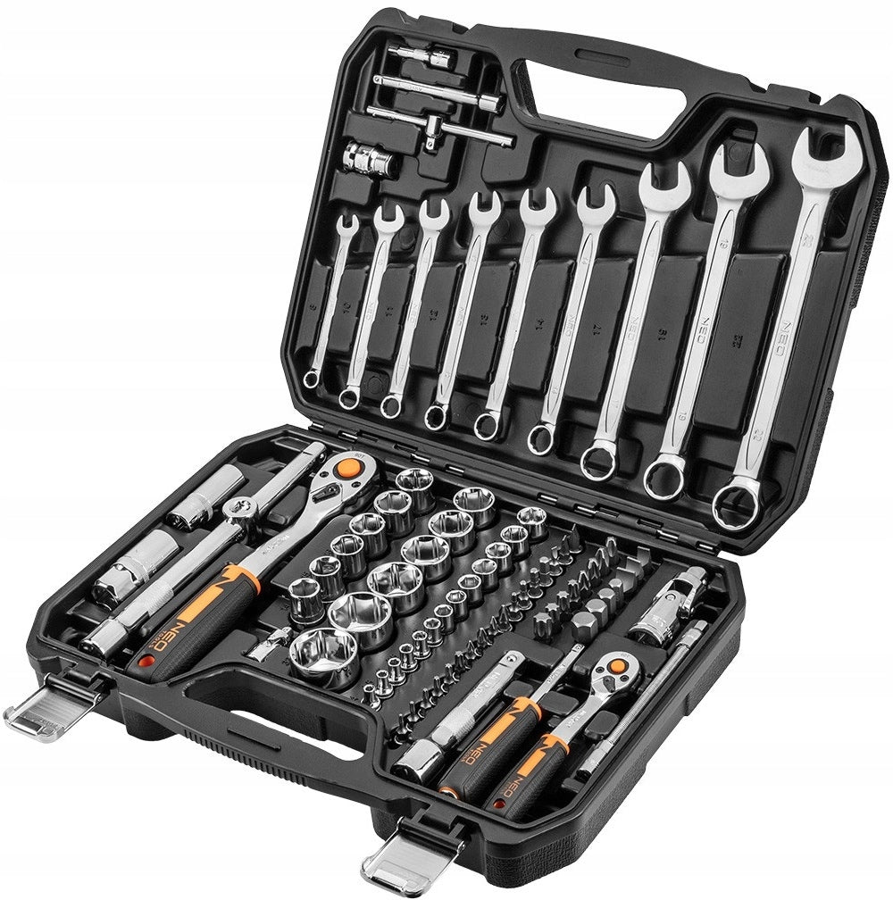 NEO TOOLS socket wrenches 82 el. 1/4, 1/2 CrV tool set suitcase Number of items in the set 82
