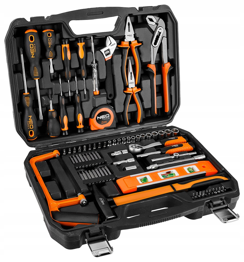 NEO Universal Tool Set 88 el. Suitcase Socket Wrenches Stainless Steel Customs tariff code 82060000