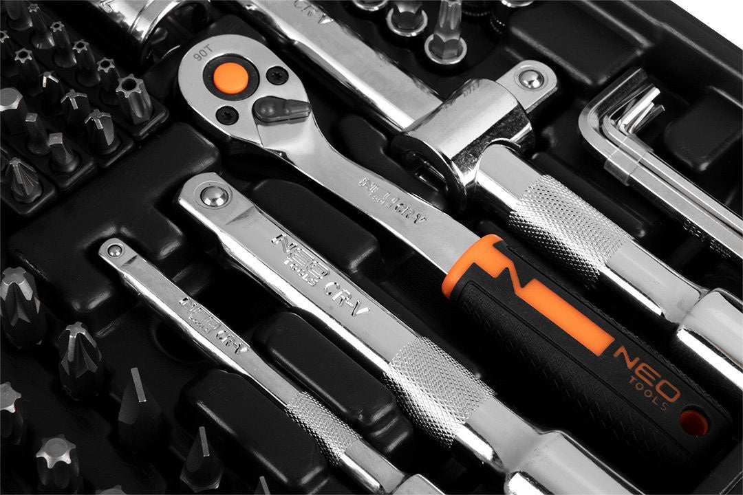 NEO socket wrench set 1/2" 3/8" 1/4" 219ele CRV flat EAN (GTIN) 5907558465907
