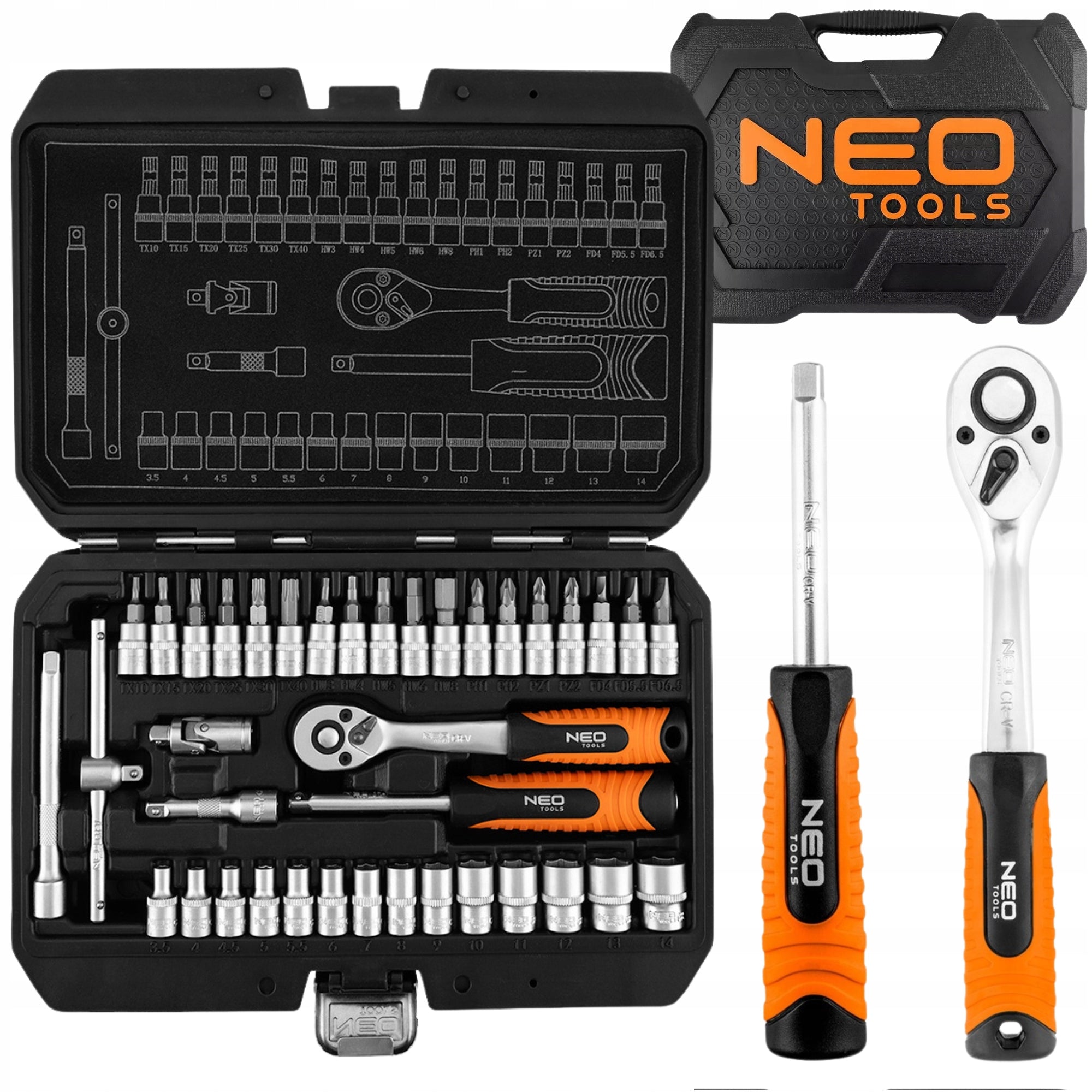 NEO socket wrench set 38 el. ratchet 1/4" 10-232 Manufacturer code 10-232