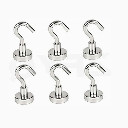 NEODYMIUM MAGNETIC HOOKS FOR WALL METAL 16 MM SET OF 6