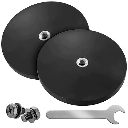 NEODYMIUM MAGNETS RUBBERIZED DIAMETER 66MM THREAD M6 LIFTING CAPACITY 20KG SET Brand no brand