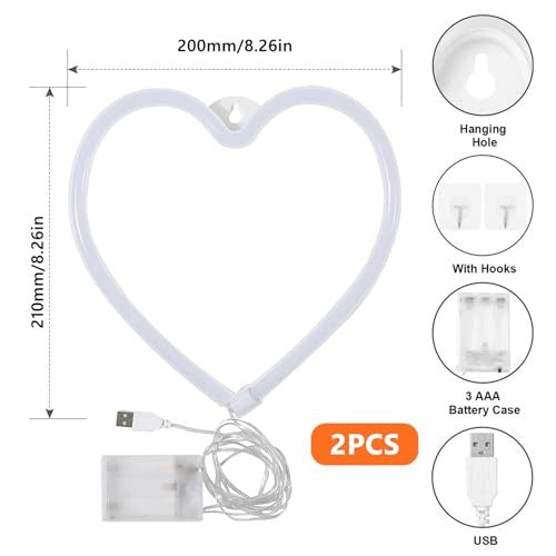 NEON LED PLAQUE HEART RED FOR ROOM DECORATION FOR VALENTINE'S DAY 2 Manufacturer code SWC5908151659489