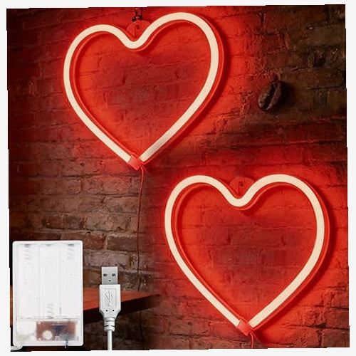 NEON LED PLAQUE HEART RED FOR ROOM DECORATION FOR VALENTINE'S DAY 2