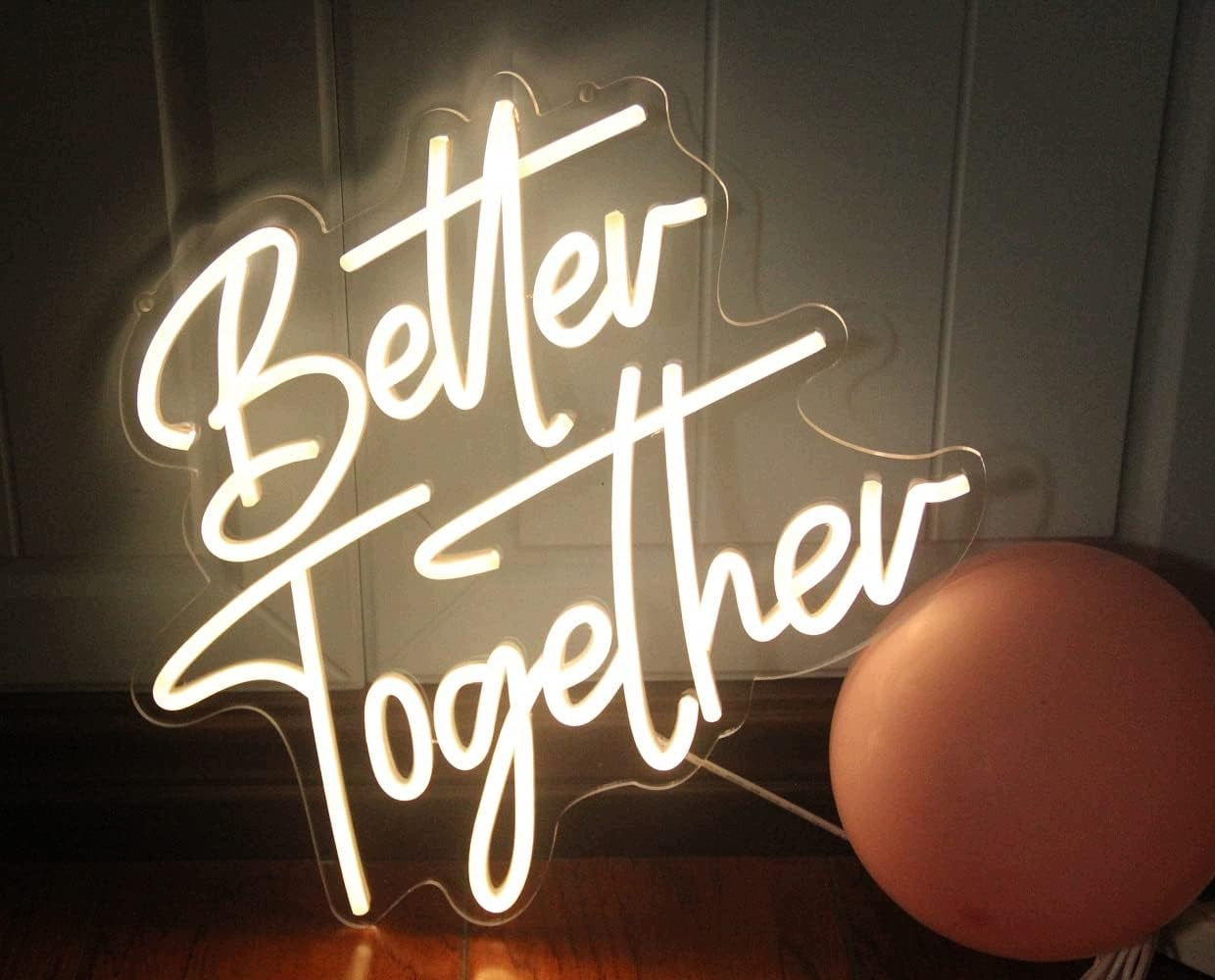 NEON LED SIGNS BETTER TOGETHER WARM WHITE USB DIMMER DECORATION Packaging status original