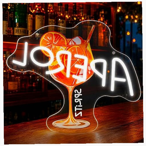 NEON SIGN APEROL SPRITZ LED ACRYLIC WALL DECORATION BAR 31X36 CM