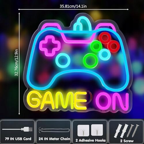 NEON SIGN GAME ON LED ACRYLIC FOR PLAYERS WALL DECORATION steel Manufacturer code Bez marki