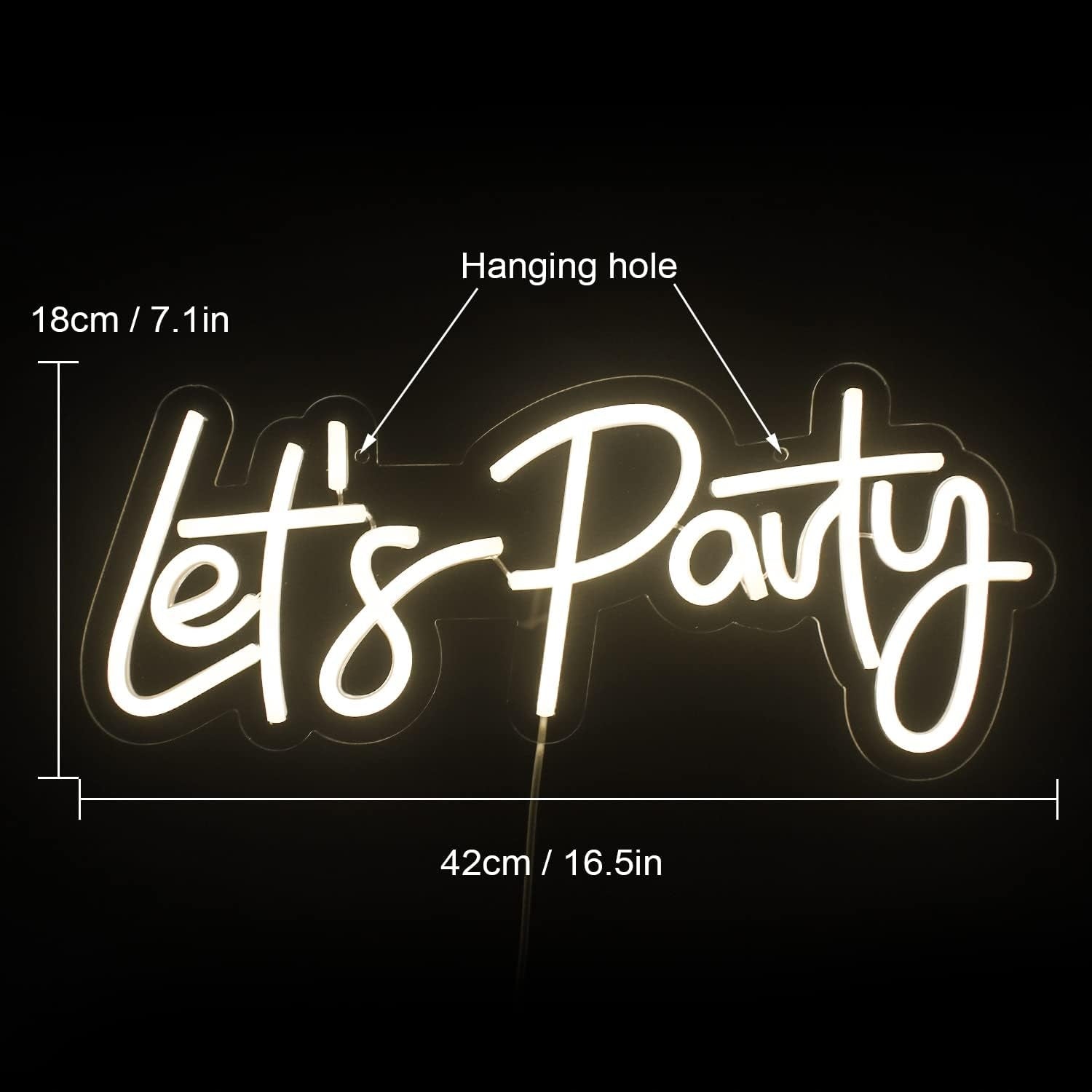 NEON SIGN LET S PARTY DECORATION FOR PARTY DIMMING LED Packaging status original