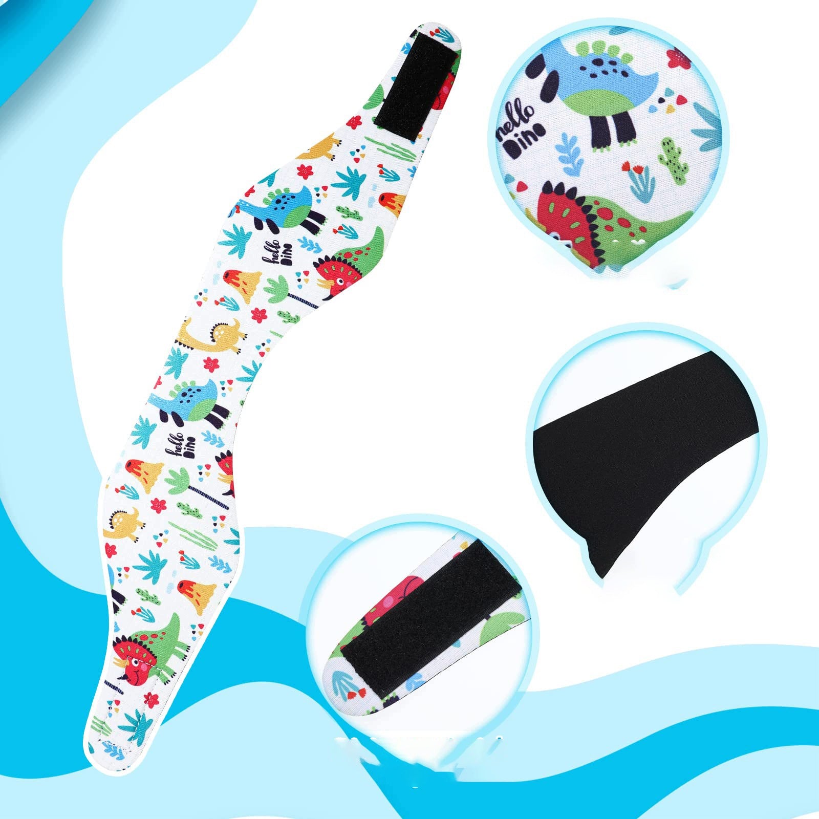 NEOPRENE HEADBAND FOR CHILDREN'S EARS ADJUSTABLE POOL BEACH 58CM 4 PCS. Manufacturer code Nakrycia głowy do pływania 4 szt