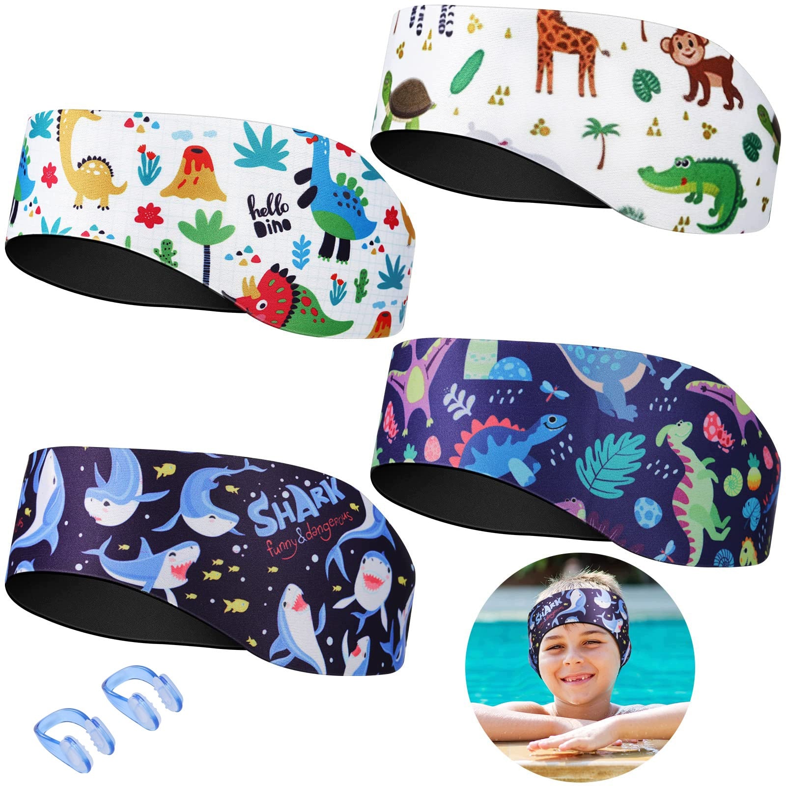 NEOPRENE HEADBAND FOR CHILDREN'S EARS ADJUSTABLE POOL BEACH 58CM 4 PCS.