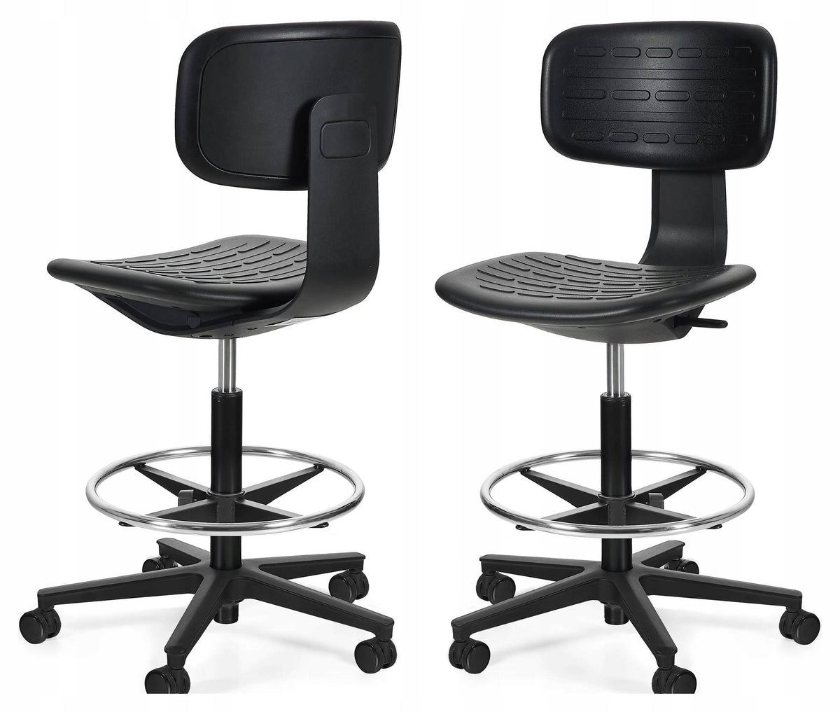 NERO Swivel Chair Black Laboratory Polyurethane Workshop with Ring
