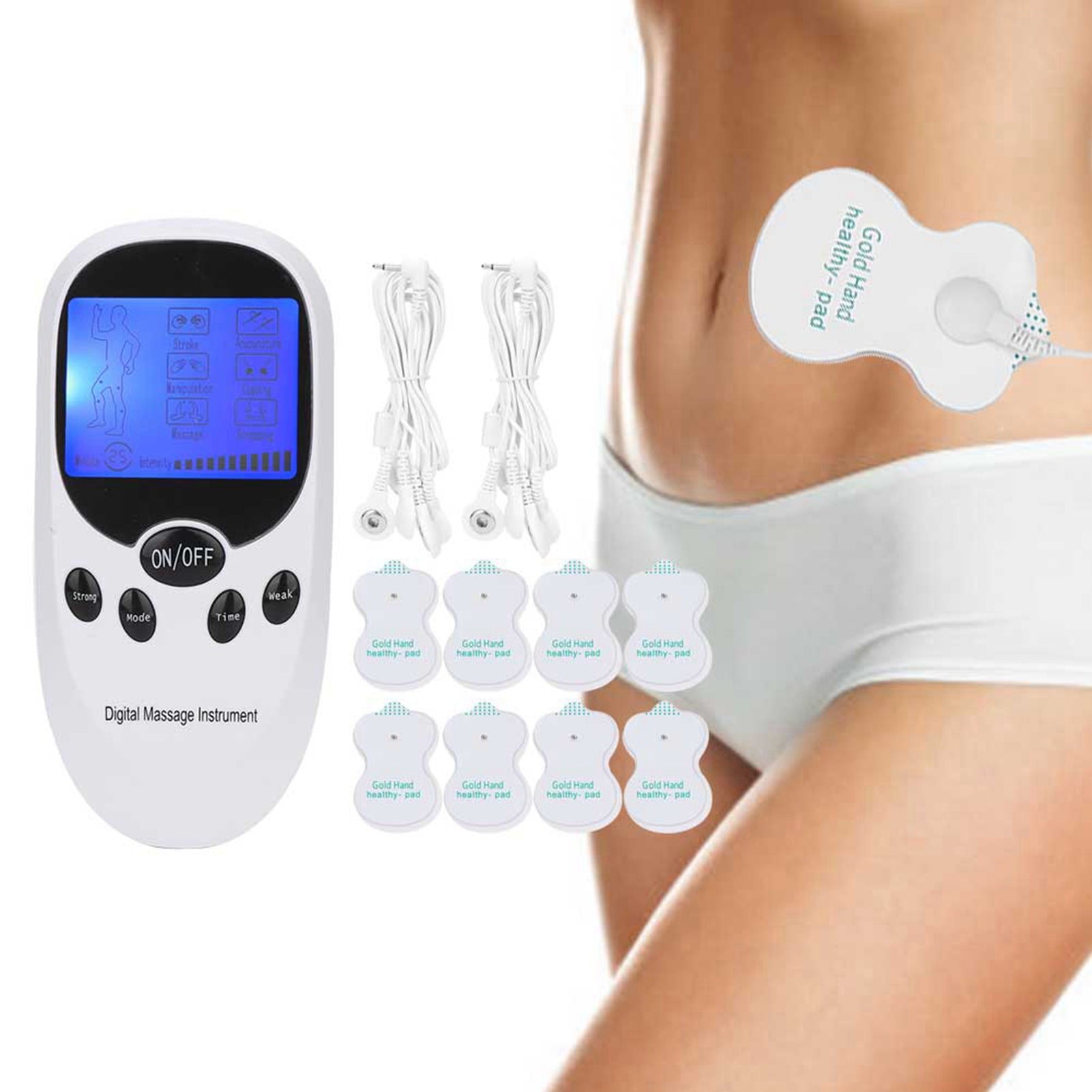 NERVE MUSCLE ELECTROSTIMULATOR MASSAGE + ELECTRODES 8PCS