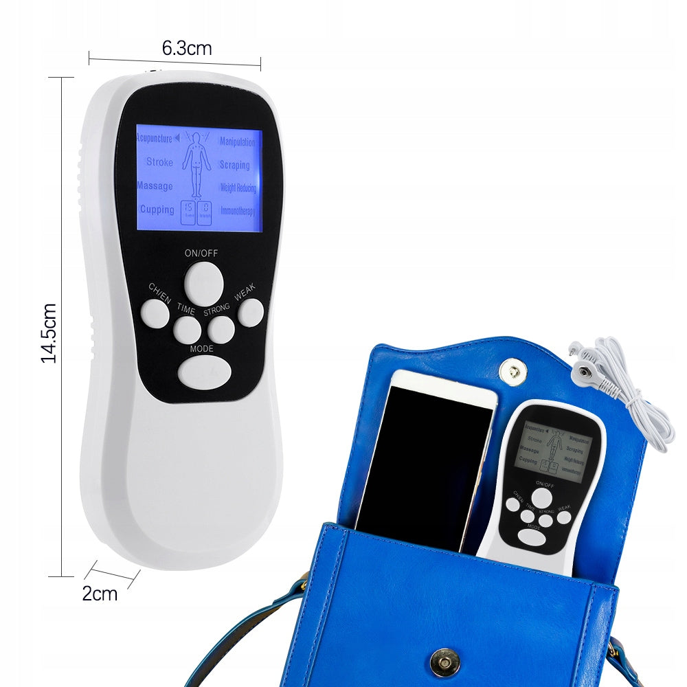 NERVE MUSCLE ELECTROSTIMULATOR TENS EMS 8 MODES ELECTROSTIMULATOR MASSAGER Color white