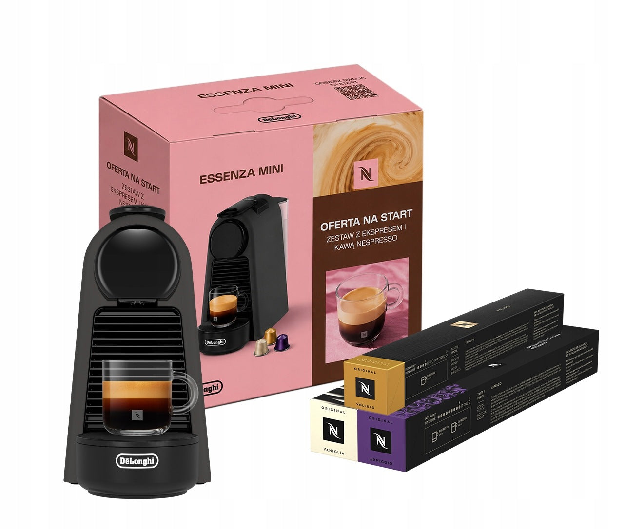 NESPRESSO CAPSULE COFFEE MAKER DELONGHI ESSENZA MINI BLACK MAT+37KAW Manufacturer code 8004399041721