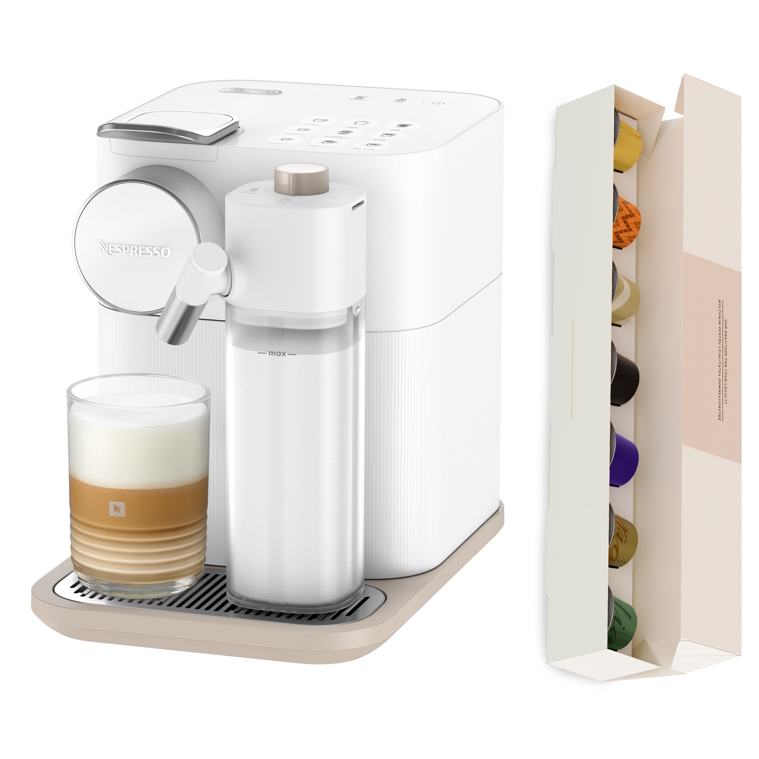 NESPRESSO CAPSULE COFFEE MAKER LATTISSIMA GRAN CAPSULE + 14 COFFEES