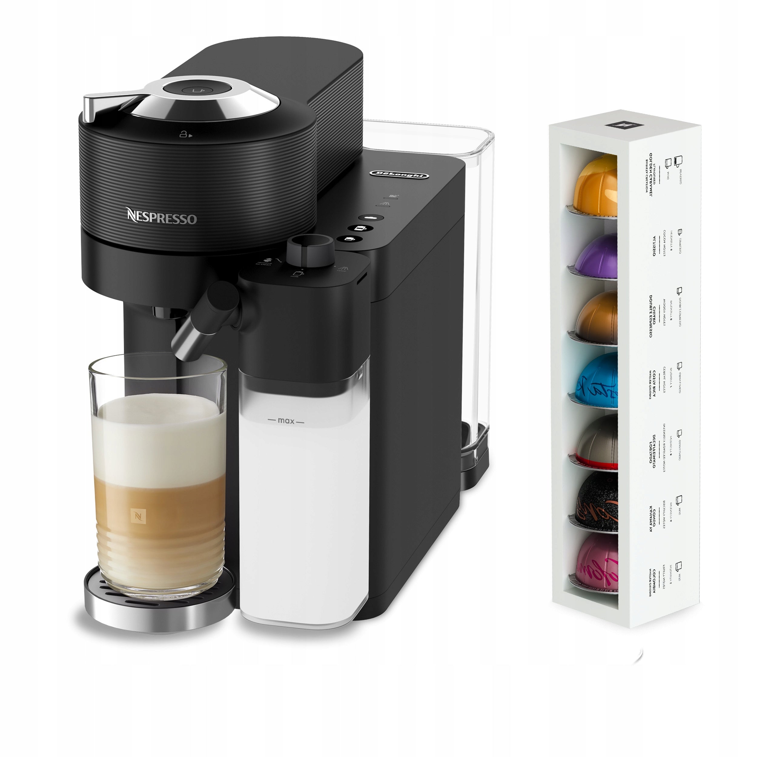 NESPRESSO CAPSULE COFFEE MAKER VERTUO LATTISSIMA CAPSULE + 19 COFFEES