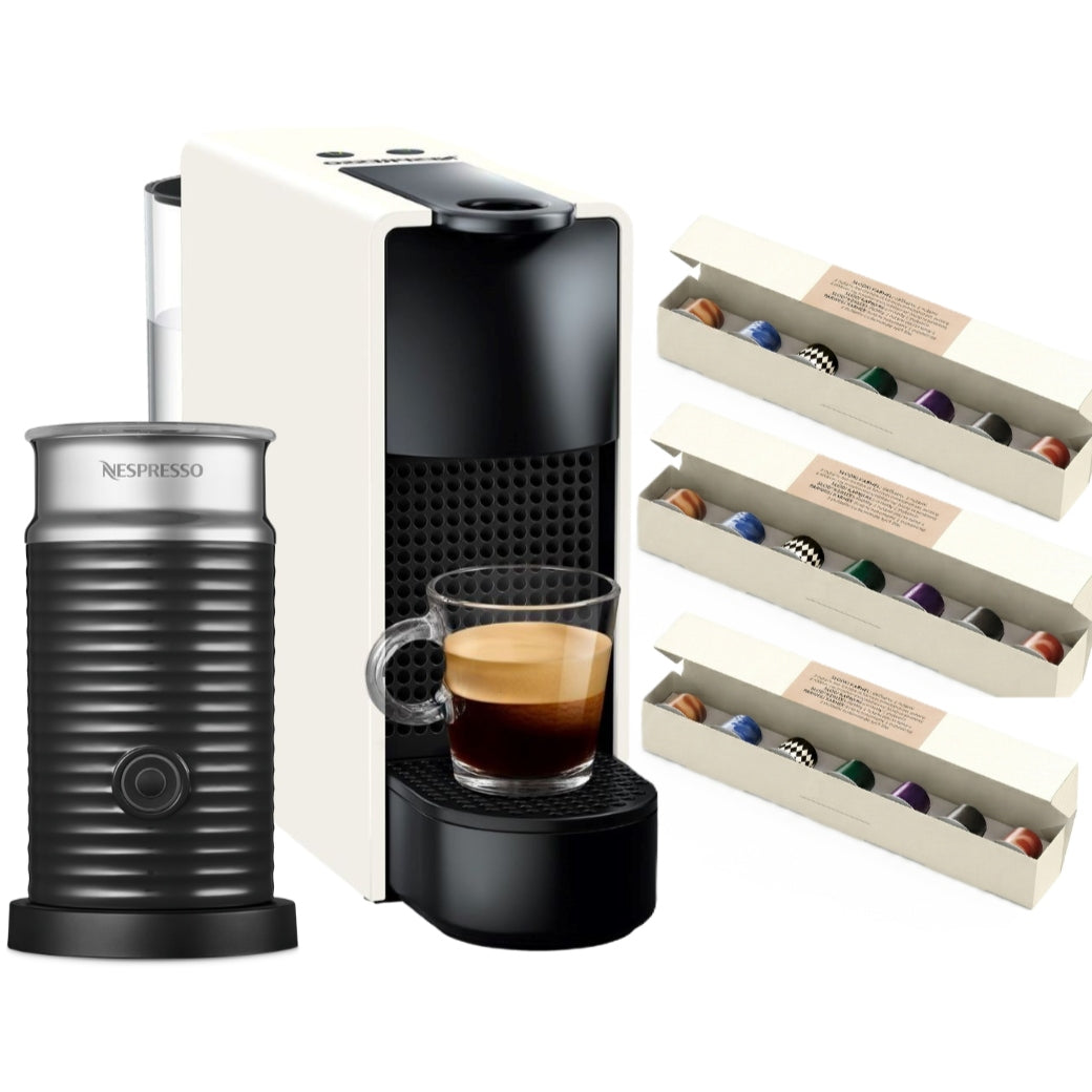 NESPRESSO COFFEE MAKER FOR CAPSULES ESSENZA MINI+ FROTHER +28 COFFEES