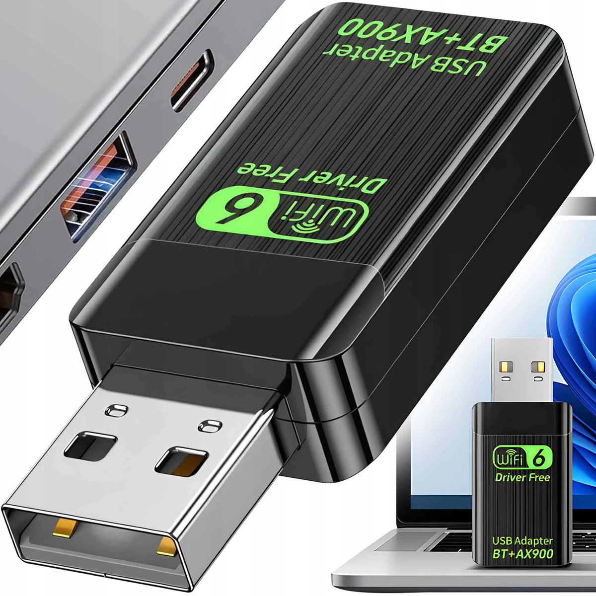 NETWORK ADAPTER BLUETOOTH 5.3 WiFi BT 6 USB 900 DUAL BAND GHZ WPA3