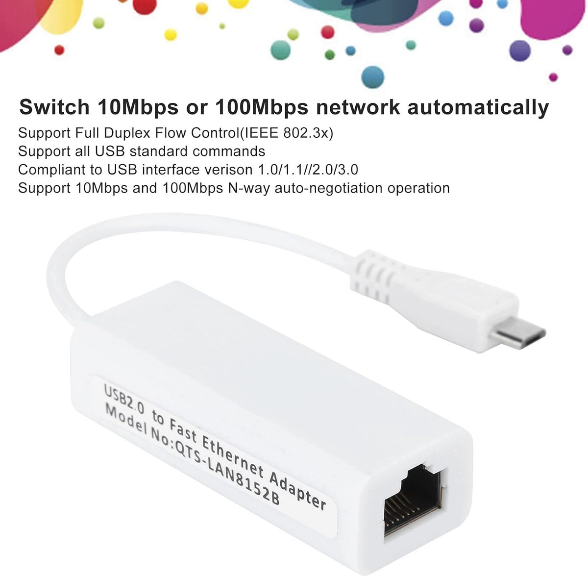 NETWORK ADAPTER ETHERNET MICRO USB RJ45 10/100 MBPS Manufacturer FD