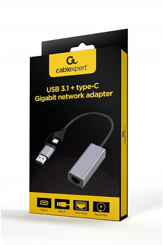 NETWORK ADAPTER LAN USB 3.1 / USB-C GIGABIT GEMBIRD Card type external
