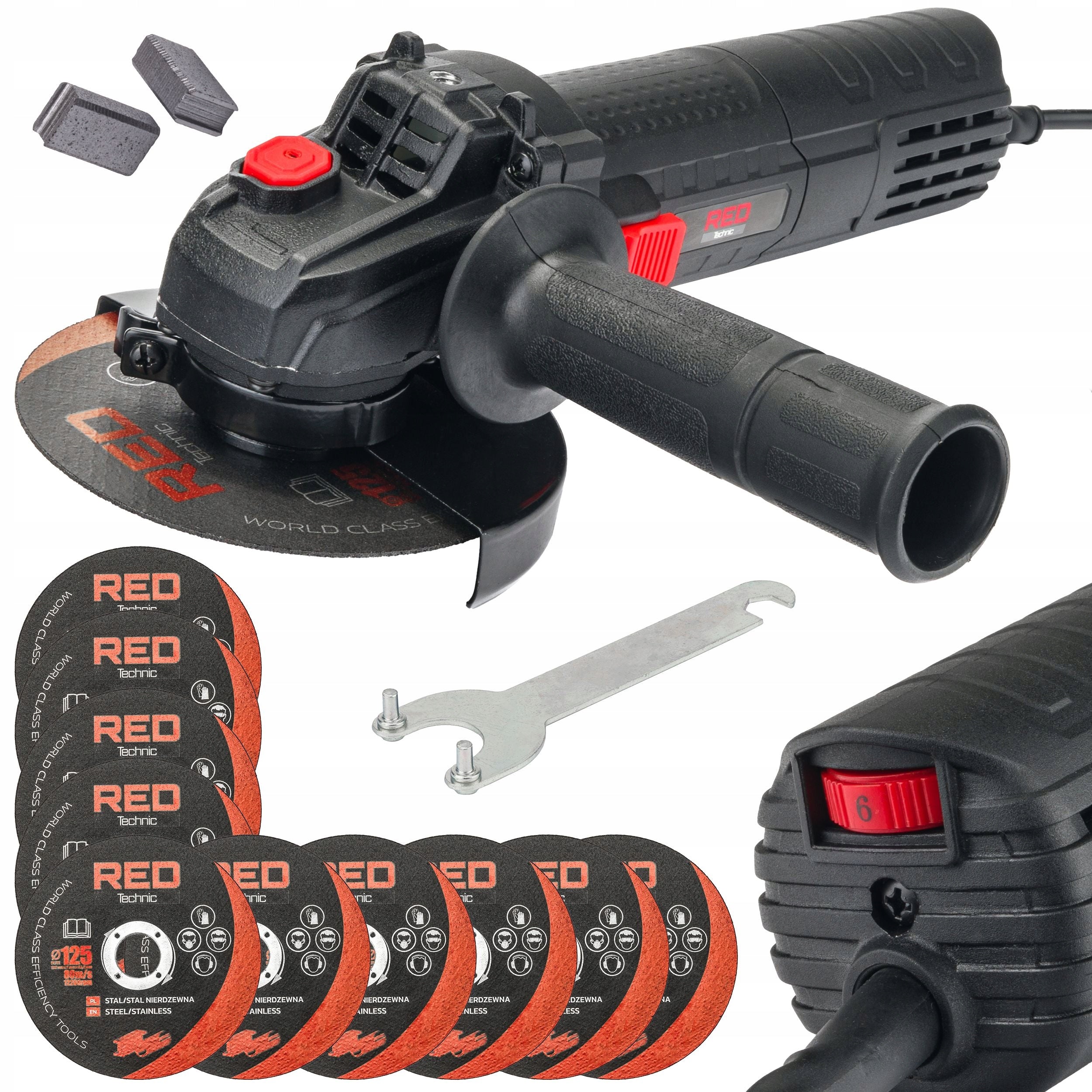 NETWORK ANGLE GRINDER 125MM 1300W DIAX ADJUSTMENT ANGLE + 10 DISCS