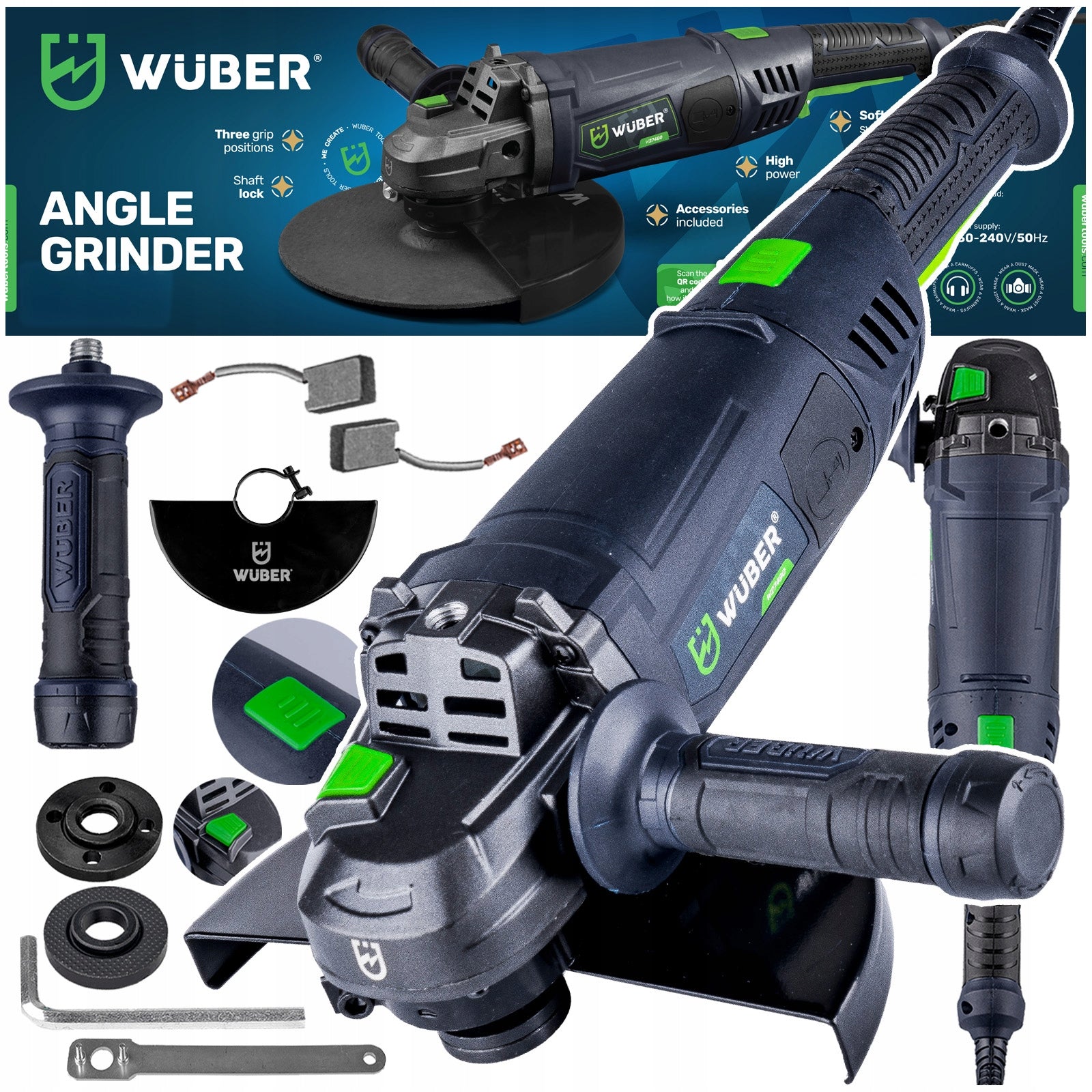 NETWORK ANGLE GRINDER 230MM DIAX ANGLE SOFT START LARGE 2000W 6500RPM