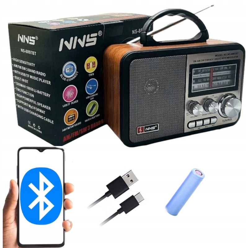 NETWORK-BATTERY RADIO KITCHEN PORTABLE RETRO BLUETOOTH AM FM SW