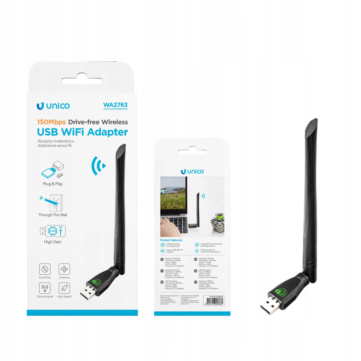 NETWORK CARD FOR LAPTOP COMPUTER WIFI USB ADAPTER ANTENNA