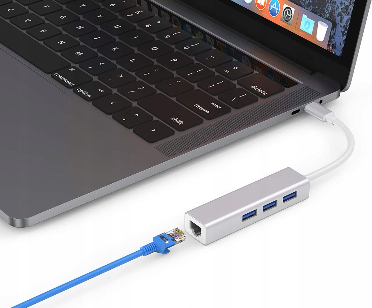 NETWORK CARD HUB USB C 3.0 ADAPTER RJ45 GIGABIT ETHERNET LAN Packaging status original